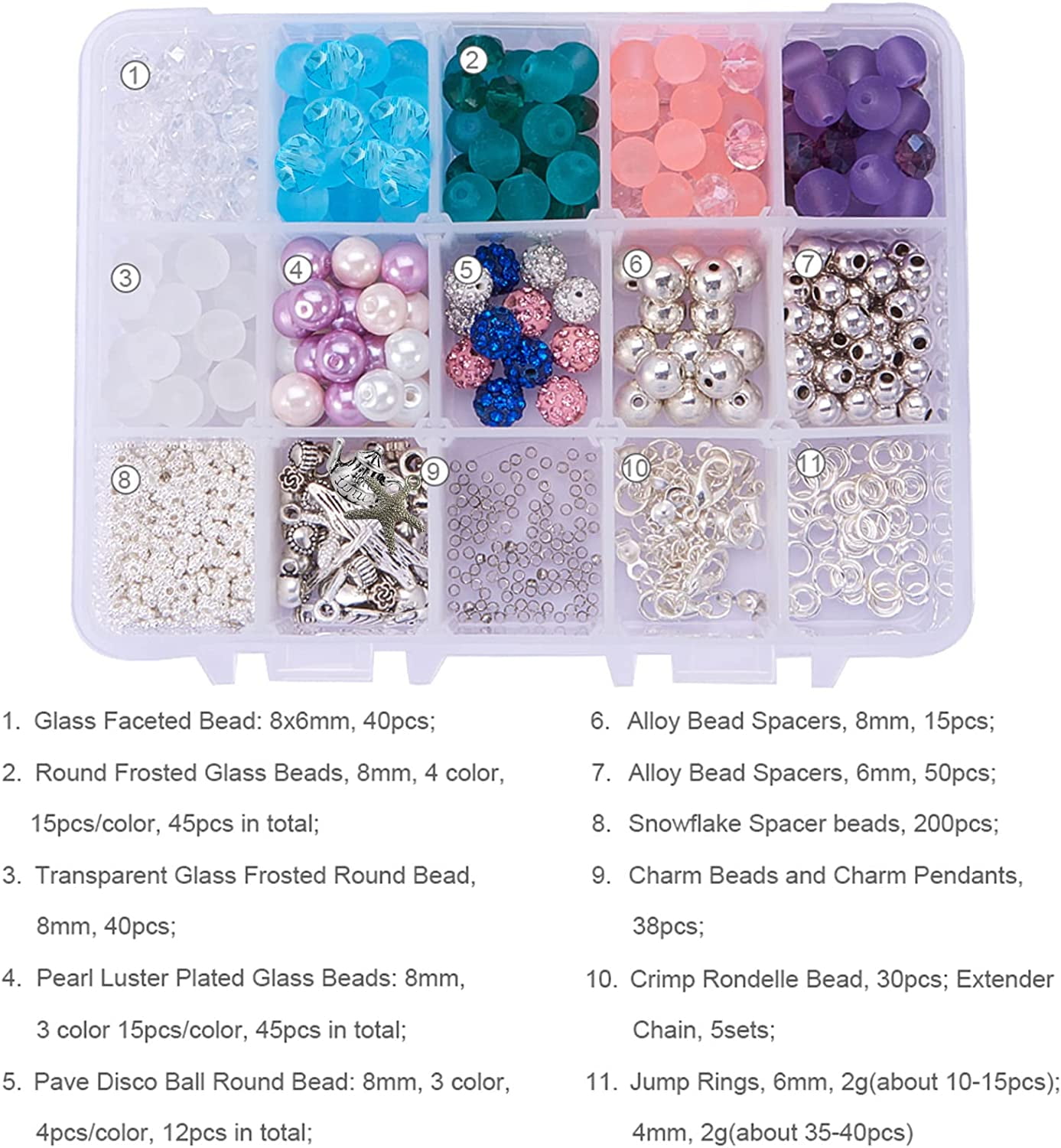 1 Box 650+pcs Luxury Jewelry Making Kits Beaded Charm Christmas Bracelet Necklace DIY Craft Gift Beading Starter Kits Finding Pliers Tools for Teen Adults Women Friendship Instruction Colorful DIY