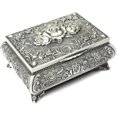 thumbnail image 1 of Joyero de plata antiguo - Caja de metal estilo floral vintage para, 1 of 5