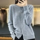 thumbnail image 1 of Suéter de cachemira merino 100% puro para mujer, cárdigan de cuello redondo, suéter holgado de manga larga, primavera y otoño 2024, 1 of 5