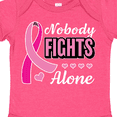 thumbnail image 4 of Inktastic Breast Cancer Awareness Nobody Fights Alone Pink Ribbon Boys or Girls Baby Bodysuit, 4 of 5