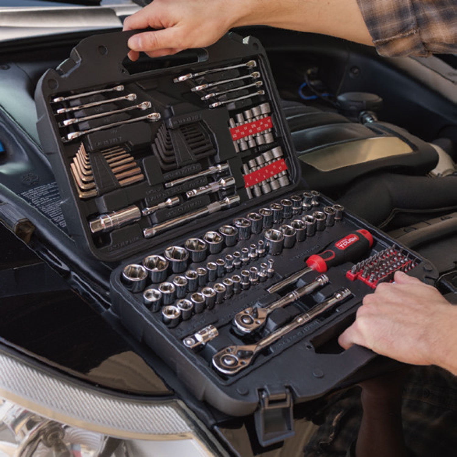 Hyper Tough 145-Piece Mechanics Tool Set, 1/4, 3/8 & 1/2-inch Drive (SAE & mm)