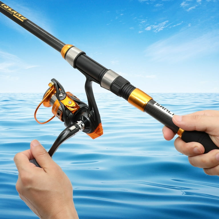 San Like Fishing Rod and Reel Combos, Carbon Fiber Telescopic Fishing Pole Combo Set Quick Set Spinning Reel with Lures Accessories Travel Kit and San Like Fishing Rod and Reel Combos, Carbon Fiber Telescopic Fishing Pole Combo Set Quick Set Spinning Reel with Lures Accessories Travel Kit and
