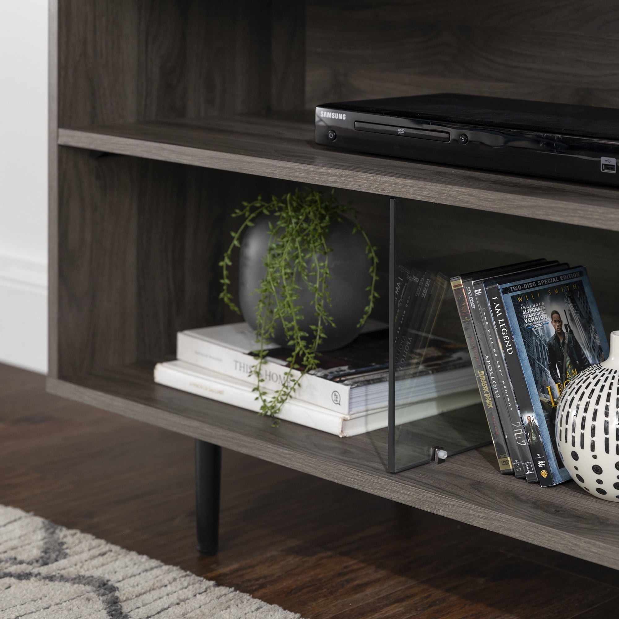 Manor Park Mid Century Modern TV Stand for TVs up to 50", Slate Grey