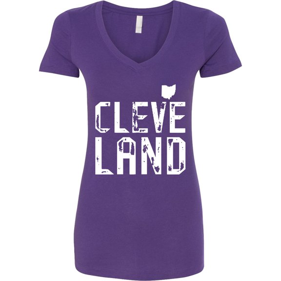 Inktastic Cleveland, Ohio Distressed Font Women's V-Neck T-Shirt