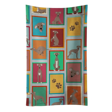 

Lots of Fawn Italian Greyhound Kitchen Towel 15 in x 25 in