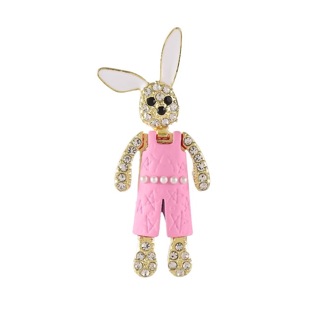 Blusa Brooch Pins con forma de conejo con dibujos animados de conejitos para mujer