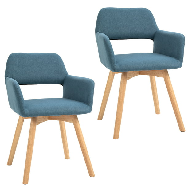Homcom Set Of 2 Morden Living Dining, Blue Solid Wood Dining Chairs