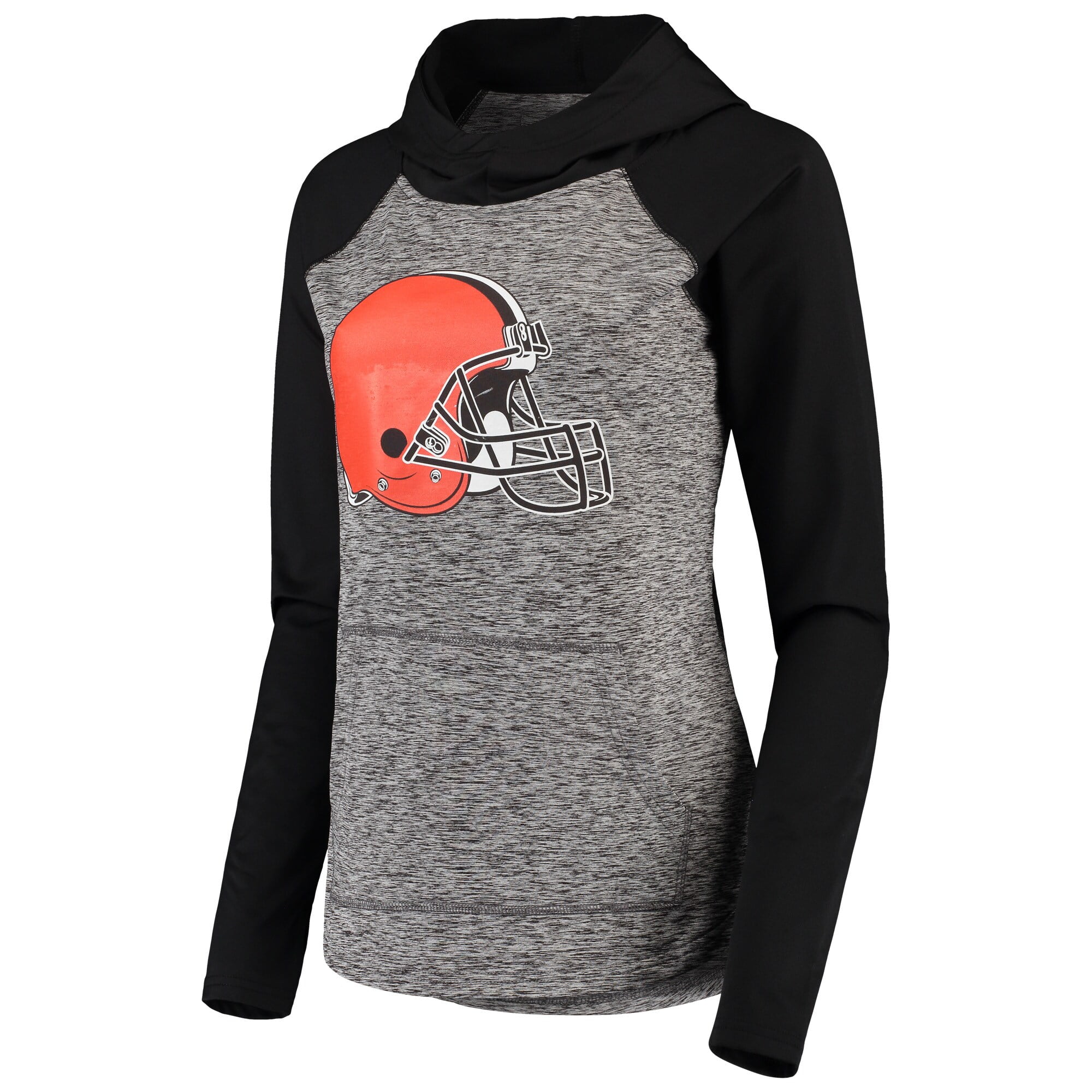 Women's G-III 4Her by Carl Banks Heathered Gray/Black Cleveland Browns  Championship Team Ring Pullover Hoodie 