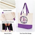 thumbnail image 3 of HIFA Initial Tote Bag for Women, Personalized Canvas Tote Bag - Two-Tone, Zipper Closure, Inner Pocket, Organic Cotton, Sturdy Multipurpose Shoulder Bag Suitable for Shopping, Grocery, Beach, Travel, 3 of 9