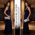 thumbnail image 2 of INSPIRE CHIC Bow Evening Bag Pleated Clutch Purses with Chain for Women Silver, 2 of 6