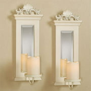 Acanthus Mirrored Wall Sconces Ivory Set of Two
