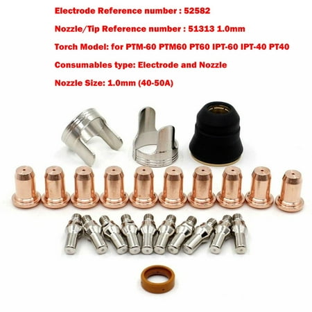 

24pcs 52582 51313 1.0 Plasma Nozzle Electrode For IPT-60 PT60 PT40 IPT-40 Torch