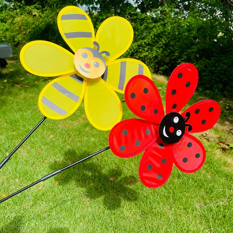 Pcs Flower Wind Spinner Garden Pinwheels Whirligigs Ladybug Bee