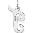 thumbnail image 5 of 14K White Gold Large Script Letter T Initial Charm Made In United States yc663t, 5 of 6