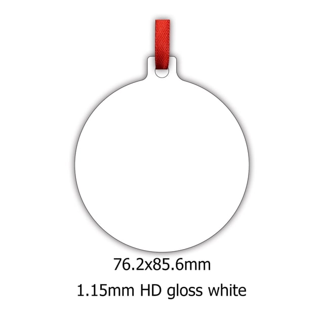 BEAUTYSUB LS-CO013 blanco brillante de una cara HD de 1,15mm, adorno de sublimación de alta definición, adorno de metal para sublimación navideña
