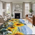 thumbnail image 3 of Watercolor Sunflower Flowers Area&nbsp;Rug 5x8ft Retro Floral Plant Non-Slip&nbsp;Washable Square&nbsp;Rugs Soft Felt Indoor Floor Mat for Bedroom Kitchen Living Room Bathroom, 3 of 9
