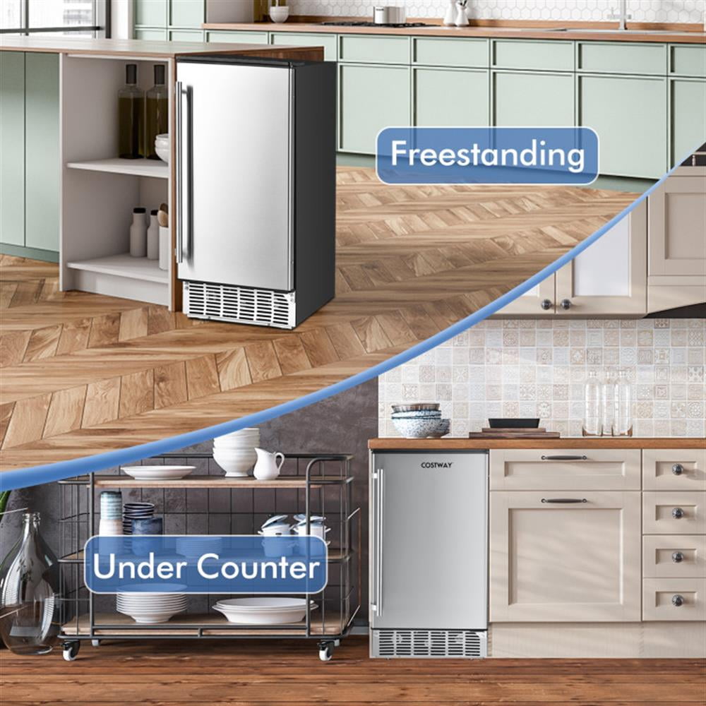 YYAo Ice Maker, Kitchen Ice Makers,Free-Standing Built-In Undercounter Ice Maker-Silver