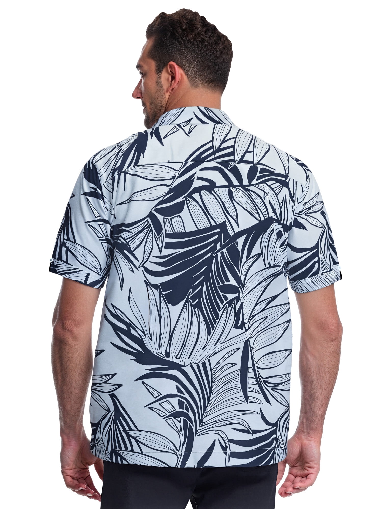 Café Luna Men's and Big Men's Tropical Printed Leaves Short Sleeve Woven Shirt, Sizes S-4X