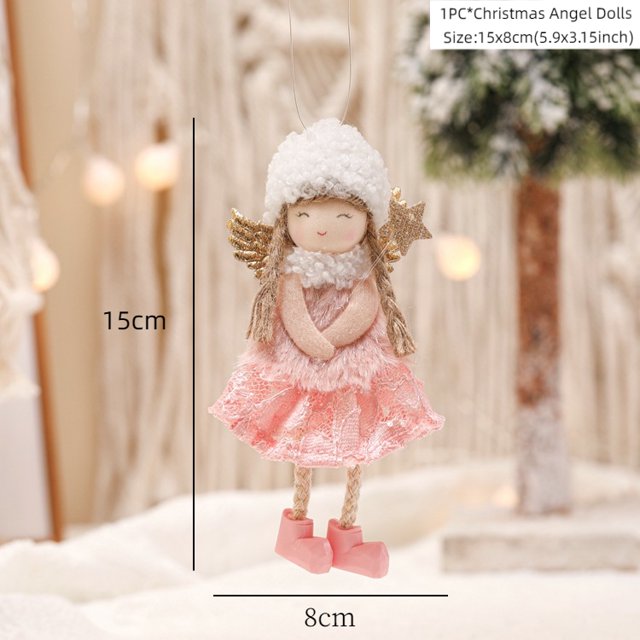 Christmas Hanging Plush Doll Toy Angel Girl Bell Doll Ornaments Hanging Decoration Pendant for Christmas Party