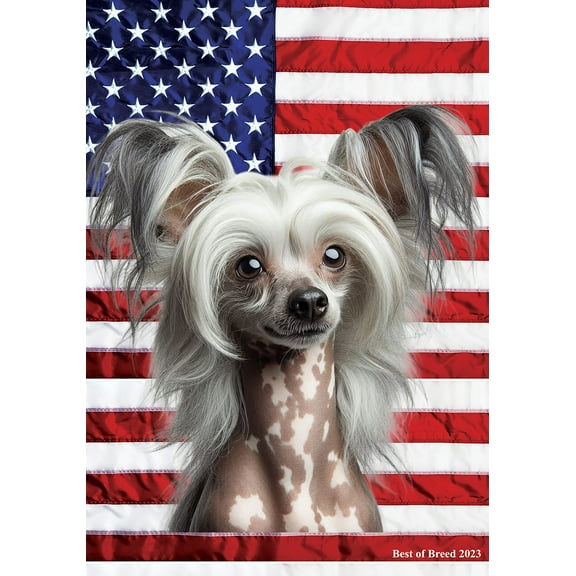 Chinese Crested - Best of Breed All-American Patriotic III House Flags