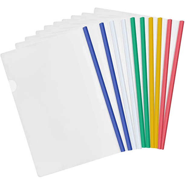 10 Pcs Clear A4 Slide Binder Folders, Sliding Bar Report Covers