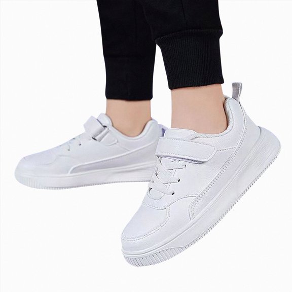 Boys Girls Child Sneakers Unisex Breathable Mesh Athletic Gym Shoes Lightweight Leather Sports Classic Low Top Running Sneakers White Size 10 Toddler