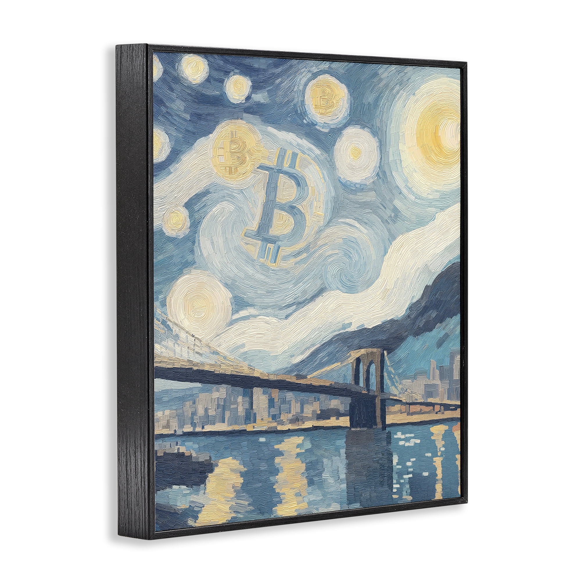 Stupell Industries Crypto Lunar Glow Black Framed Giclee Art, design by Svetlana Aleynikova