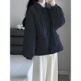 thumbnail image 3 of Abrigos acolchados para mujer, de algodón ligero, estilo coreano, cuello alto, chaquetas de gran tamaño, lisas, ropa informal vintage de invierno para mujer, 3 of 4