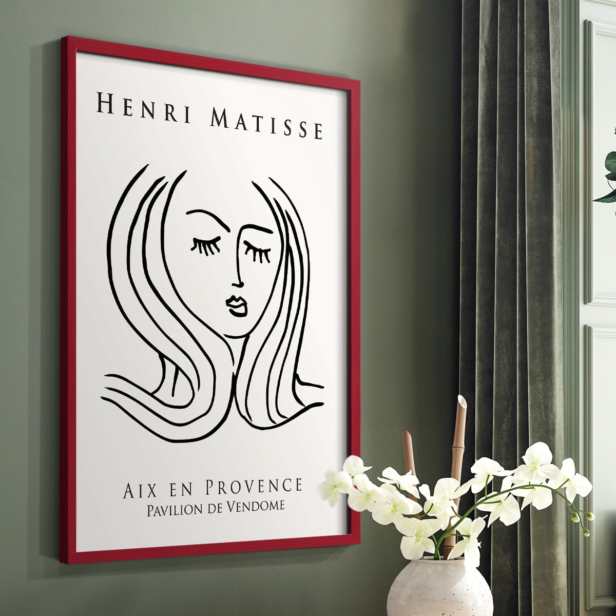 Matisse CXLVII Framed Print in Red Solid Wood 8 x 10 Framed Print