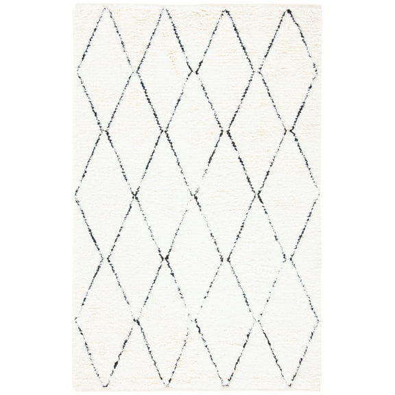 SAFAVIEH Natura Kuzman Geometric Wool Area Rug, Ivory/Black, 5' x 8'