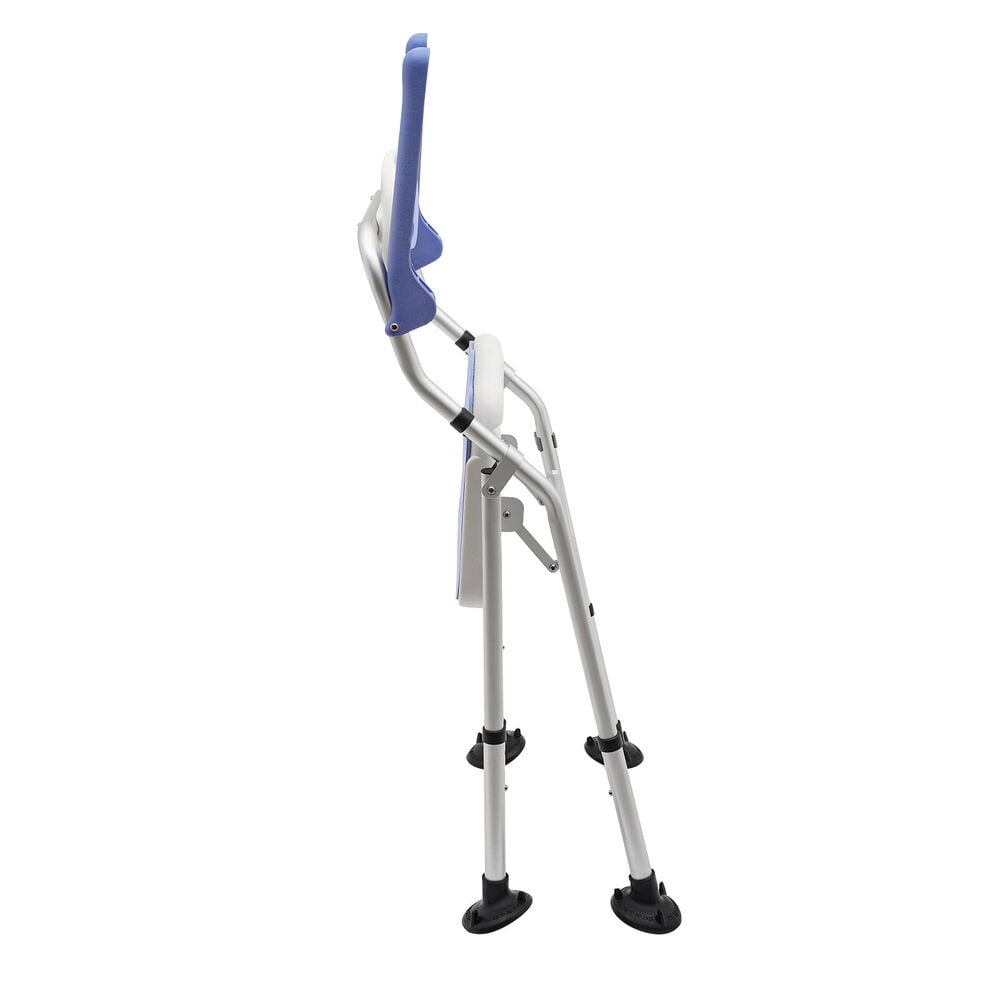 330lbs Folding Shower Chair Aluminum Alloy Adjustable Bath Seat with Back & Arms
