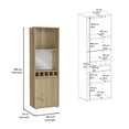 thumbnail image 2 of Newboti Bar Double Door Cabinet, Five Built-in Wine Rack, Two Shelves, Two Interior Shelves, Light Oak 711236635837116, 2 of 8