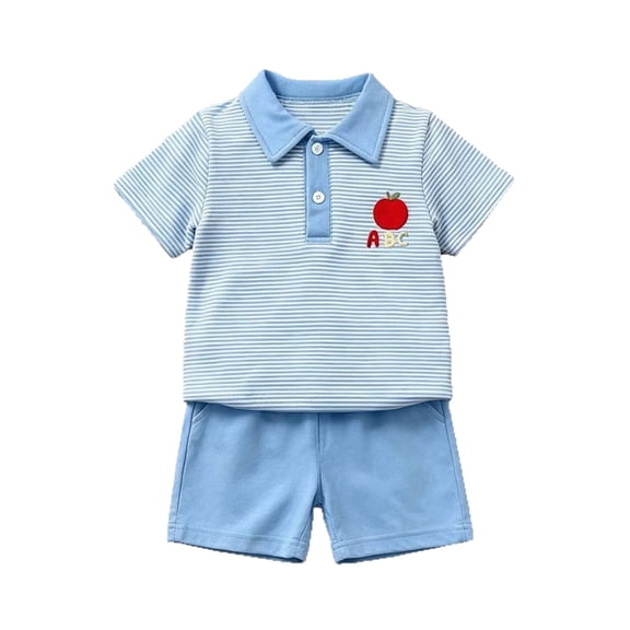 Tiijoy Infant Boys Outfits Cotton Striped Short Sleeve Polo Shirt Shorts Set, Sizes 18-24M