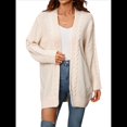 thumbnail image 3 of Womens Oversized Cardigan Sweaters Open Front Cable Knit Lantern Long Sleeve Chunky Outwear Coats Apricot M, 3 of 10