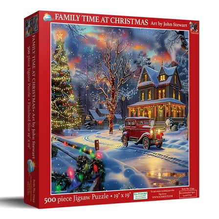 SUNSOUT INC - Family Time at Christmas - 500 pc Jigsaw Puzzle by Artist: John Stewart - Finished Size 18" x 24" - MPN# 77121