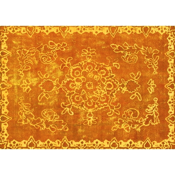 Ahgly Company Indoor Rectangle Abstract Yellow Modern Area Rugs, 6' x 9'