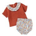 thumbnail image 1 of Cathalem Girls 2 Pieces Short Set Shorts Set Summer Clothes,Orange 74, 1 of 5