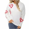 thumbnail image 2 of Zedker Cute Women'S Fall Winter Heart Pattern Knitted Sweaters,Casual Long Sleeve Crewneck Pullover,Cozy Soft Comfortable Casual Tops,White,L, 2 of 8