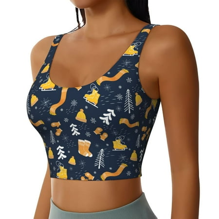 Picia Scarf Ski Shoes sock Sports Bra for Women Padded Strappy Sports Bras Medium Support Yoga Bra with Removable Cups Running Yoga Bra-Medium