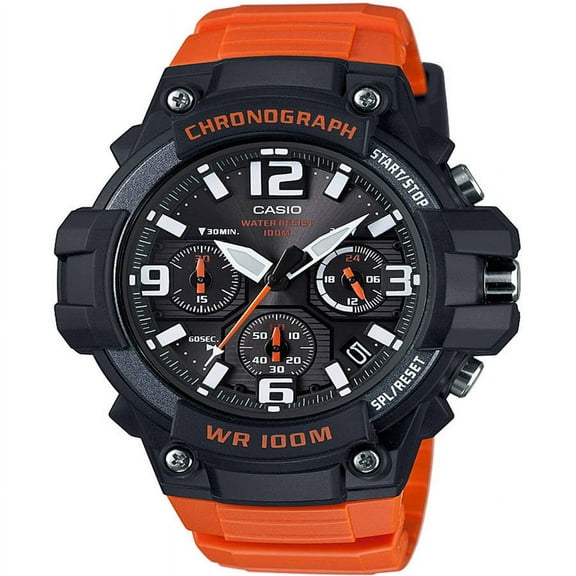 Men's Black/Orange Chronograph Watch, Resin Strap, MCW100H-4AV