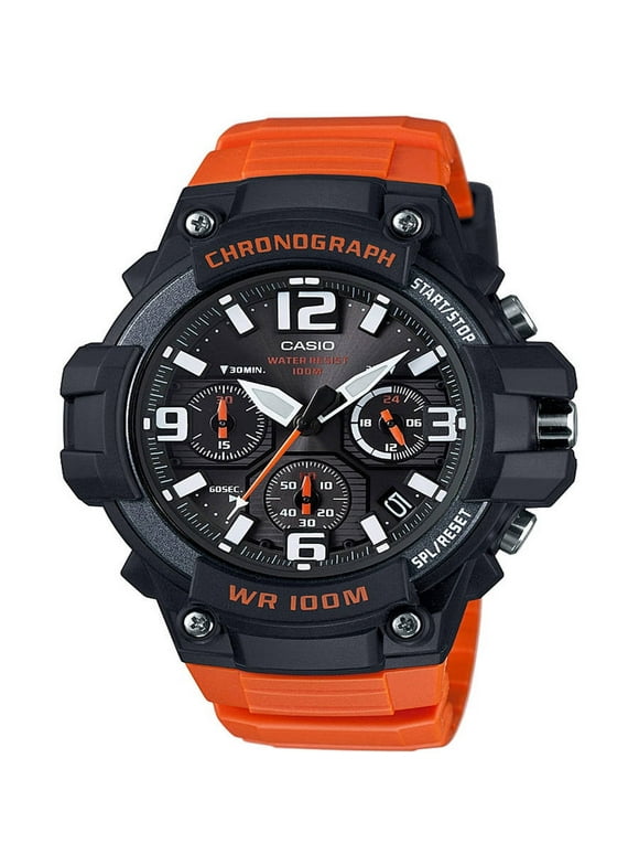 Men's Black/Orange Chronograph Watch, Resin Strap, MCW100H-4AV