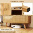 thumbnail image 3 of Auranook Bamboo Buffet Cabinet, Sideboard Storage Cabinet with PE Rattan Doors, Freestanding Kitchen Cupboard, Natural, 3 of 8