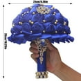 thumbnail image 2 of Bridal Brooch Bouquet with Rhinestones - Gold and Blue Satin Rose Wedding Bouquet for Bride, Bridesmaids, Quinceanera, Toss Ceremony and Special Occasions, 2 of 6