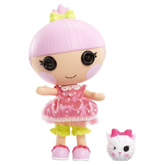 Lalaloopsy Littles Doll Trinket Sparkles and Pet Kitten Playset, 7" Princess Doll With Changeable Pink Outfit and Shoes in Reusable Play House Packag