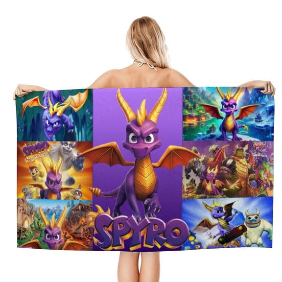 Spyro the Dragon Beach Towel Microfiber Absorbent Soft Quick Dry Pool Bath Towel for Adult Boys Girls Lightweight 20"X40"