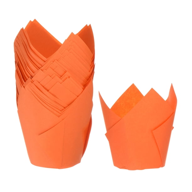 50Pcs forros para magdalenas Unique Bargains papel estándar para hornear Envoltorios Impermeables Desechables naranja