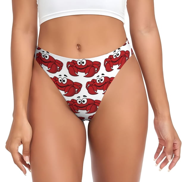 Fotbe Cute Red Crab Tanga Sin Costuras para Mujer con Estampado – Panties Invisibles, Transpirables y Cómodos para Uso Diario-3X-Large