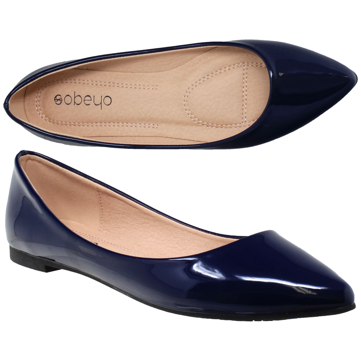 SOBEYO - Sobeyo Womens Ballet Flats Patent Leather Pointed Toe Slip On ...