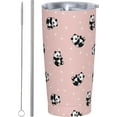 thumbnail image 2 of Panda Background With Hearts Tumbler Travel Coffee Mug With Flip Lid 20 Oz Insulated Tumbler Cup Gift For Father Mother Friend Birthday, 2 of 6