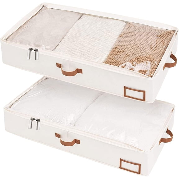 Closet Organizers Black | Foldable underbed storage bins for linen sheets, blanket, clothing, comforter, sweaters, pillows, wrapping paper